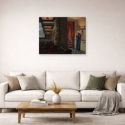 Gallery-wrapped canvas print of Edward Hopper's 'New York Movie' displayed on a wall in a living room (image 2 of 2)