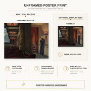 Edward Hopper - New York Movie poster print size comparison and framing display infographic