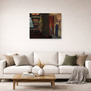 Unframed poster print of Edward Hopper's 'New York Movie' displayed on a wall in a living room (image 2 of 2)