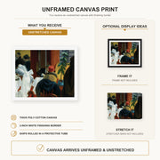 Edward Hopper - New York Restaurant canvas print size comparison and framing display infographic