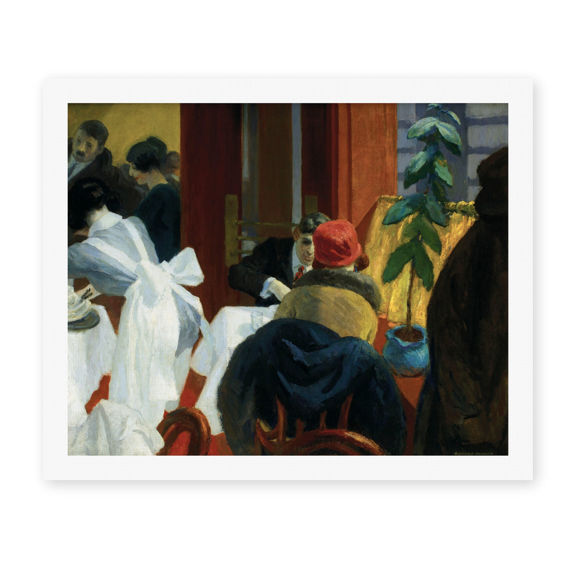 Edward Hopper's 'New York Restaurant' painting reproduced as a rolled canvas print