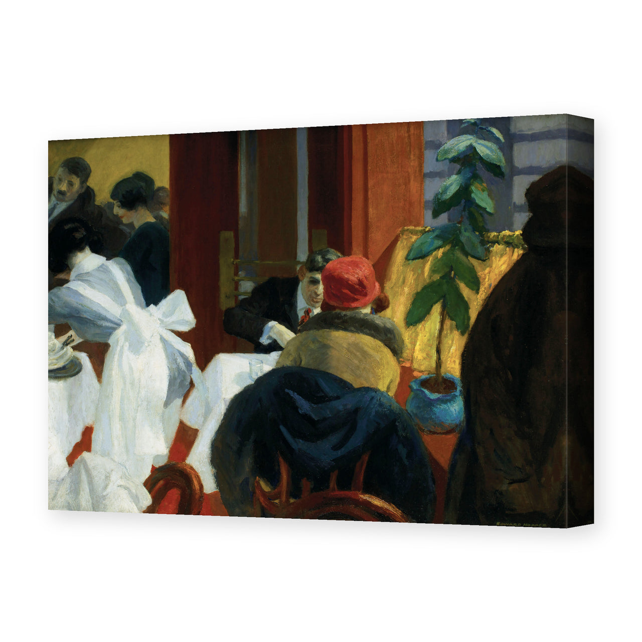 Edward Hopper's 'New York Restaurant' painting reproduced as a gallery-wrapped canvas print