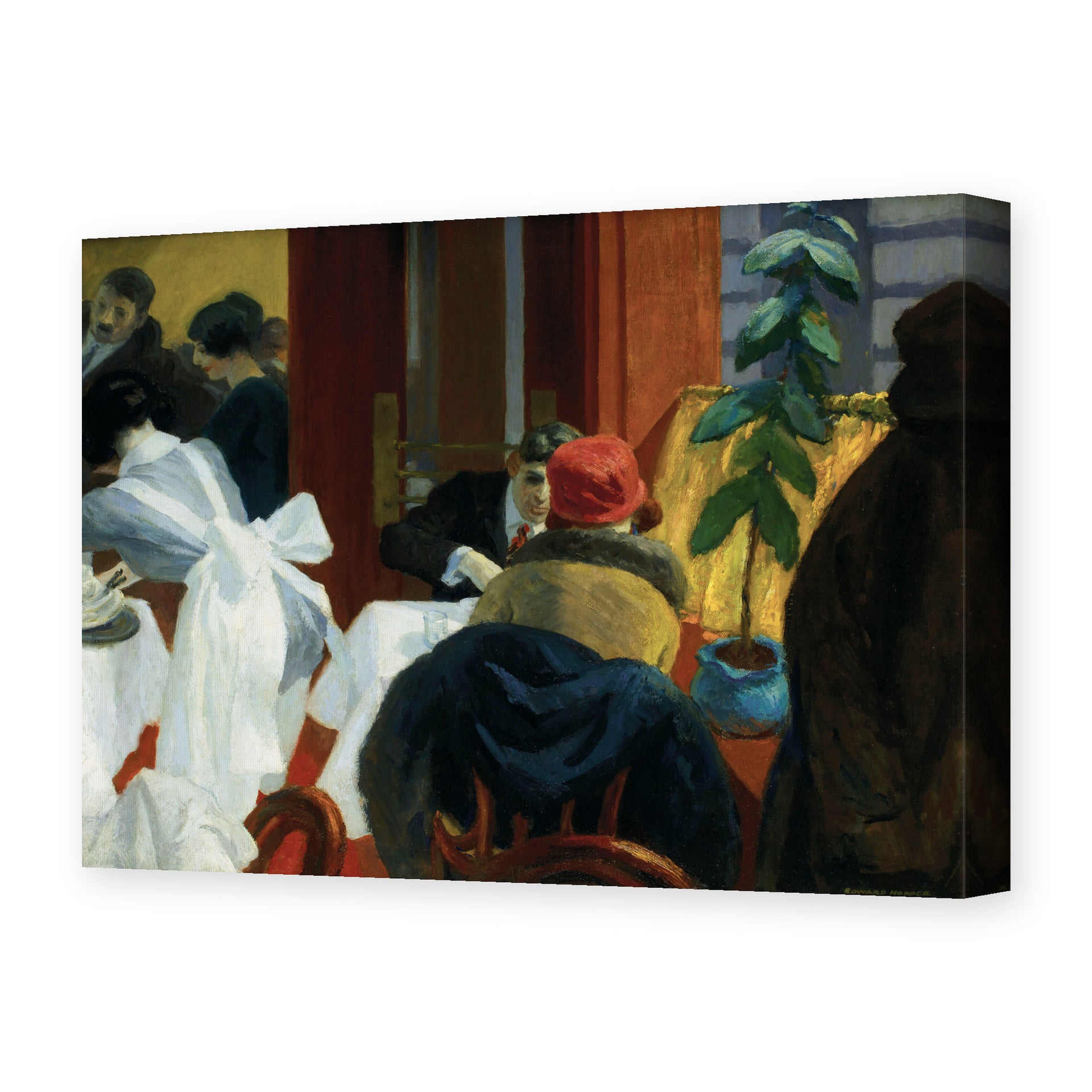 Edward Hopper's 'New York Restaurant' painting reproduced as a gallery-wrapped canvas print