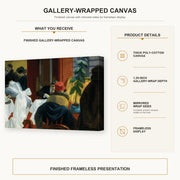 Edward Hopper - New York Restaurant gallery wrap canvas construction and hanging details infographic