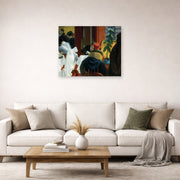 Unframed poster print of Edward Hopper's 'New York Restaurant' displayed on a wall in a living room (image 2 of 2)