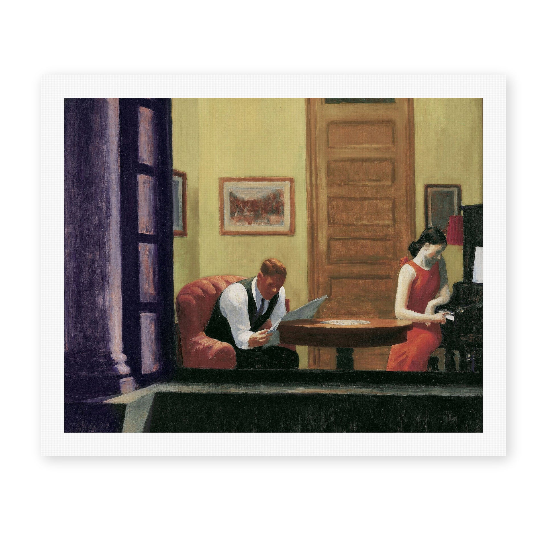 Edward Hopper's 'Room in New York' painting reproduced as a rolled canvas print