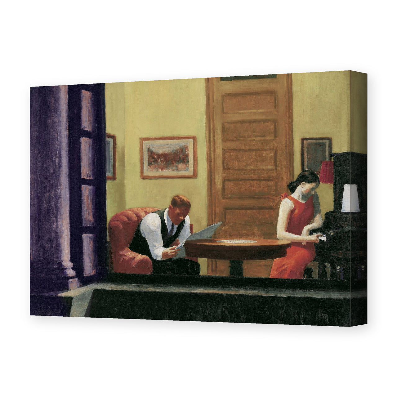 Edward Hopper's 'Room in New York' painting reproduced as a gallery-wrapped canvas print