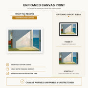 Edward Hopper - Rooms By The Sea canvas print size comparison and framing display infographic