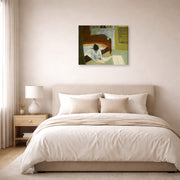 Gallery-wrapped canvas print of Edward Hopper's 'Summer Interior' displayed on a wall in a bedroom