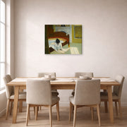 Gallery-wrapped canvas print of Edward Hopper's 'Summer Interior' displayed on a wall in a dining room