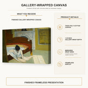 Edward Hopper - Summer Interior gallery wrap canvas construction and hanging details infographic