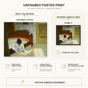 Edward Hopper - Summer Interior poster print size comparison and framing display infographic