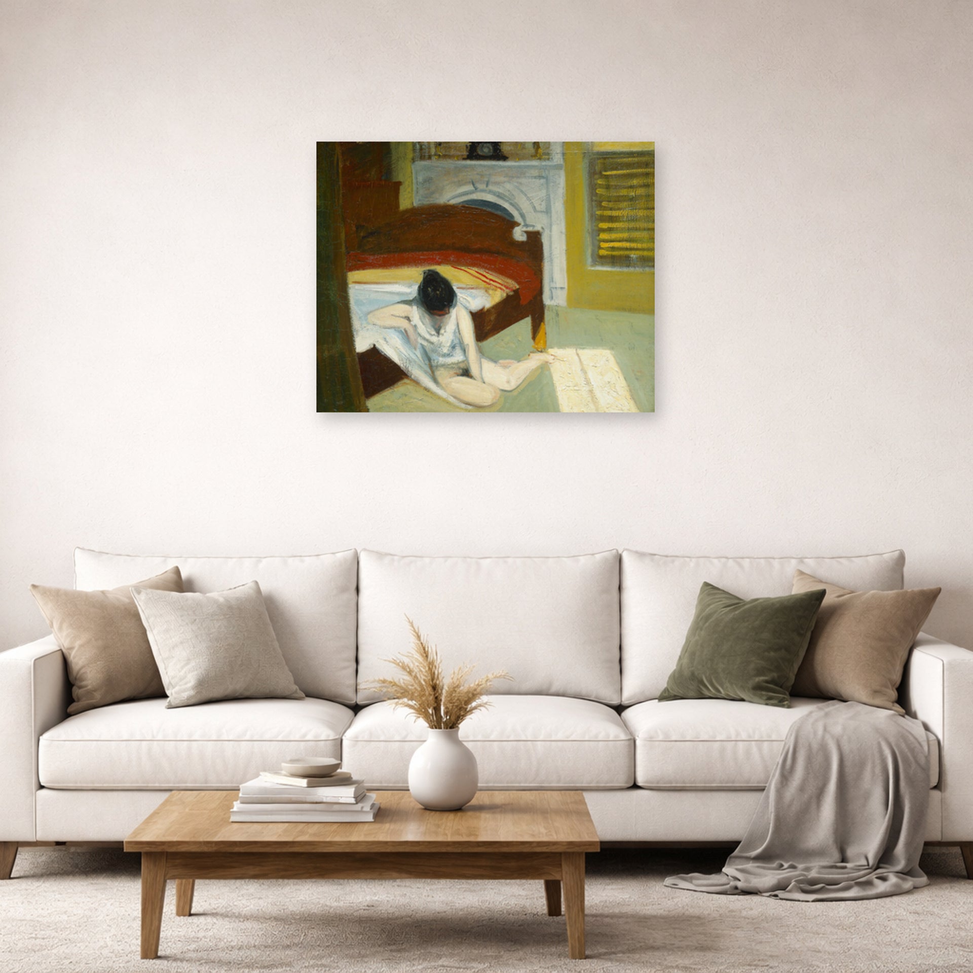 Unframed poster print of Edward Hopper's 'Summer Interior' displayed on a wall in a living room (image 2 of 2)