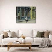 Gallery-wrapped canvas print of Edward Hopper's 'Sunday' displayed on a wall in a living room (image 2 of 2)