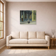 Unframed poster print of Edward Hopper's 'Sunday' displayed on a wall in a living room (image 1 of 2)