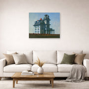 Unframed poster print of Edward Hopper's 'The House by the Railroad' displayed on a wall in a living room (image 2 of 2)