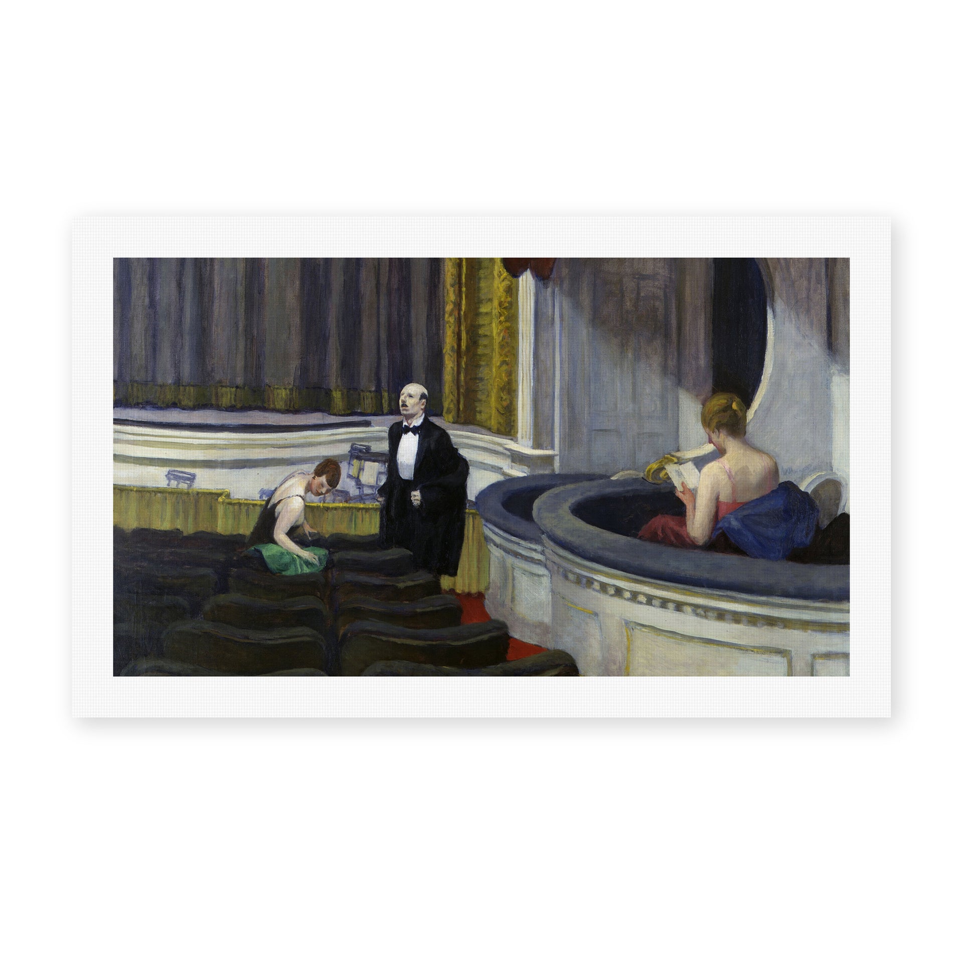 Edward Hopper's 'Two on the Aisle' painting reproduced as a rolled canvas print