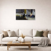 Gallery-wrapped canvas print of Edward Hopper's 'Two on the Aisle' displayed on a wall in a living room (image 2 of 2)