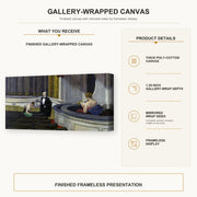 Edward Hopper - Two on the Aisle gallery wrap canvas construction and hanging details infographic