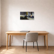 Unframed poster print of Edward Hopper's 'Two on the Aisle' displayed on a wall in an office