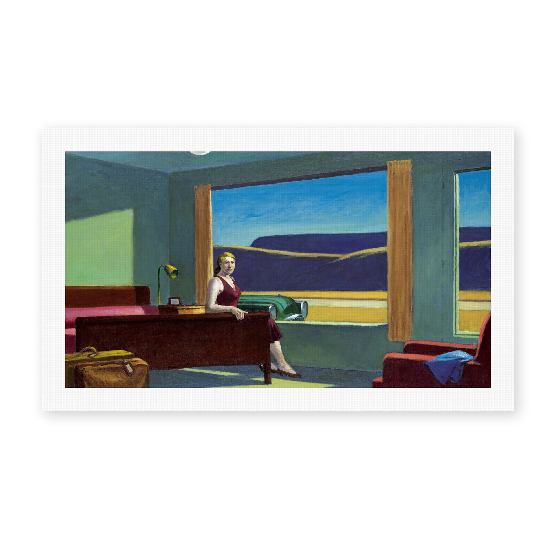 Edward Hopper's 'Western Motel' painting reproduced as a rolled canvas print
