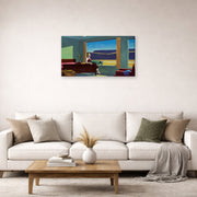 Gallery-wrapped canvas print of Edward Hopper's 'Western Motel' displayed on a wall in a living room (image 2 of 2)