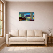 Unframed poster print of Edward Hopper's 'Western Motel' displayed on a wall in a living room (image 1 of 2)