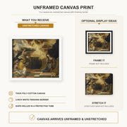 El Greco - Annunciation canvas print size comparison and framing display infographic