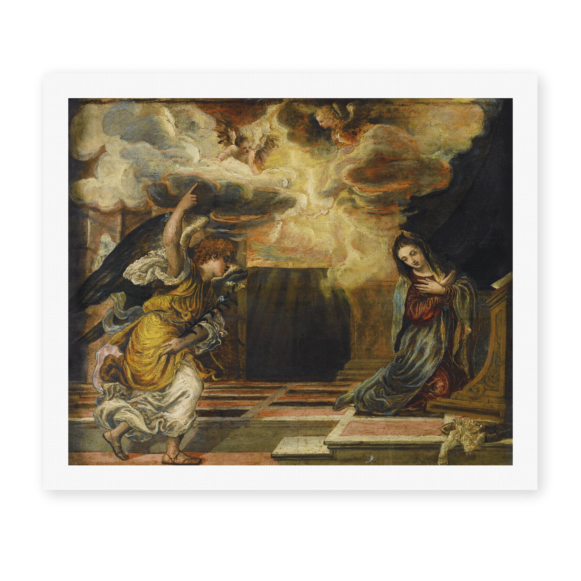 El Greco's 'Annunciation' painting reproduced as a rolled canvas print