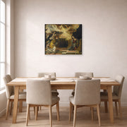 Gallery-wrapped canvas print of El Greco's Annunciation displayed on a wall in a dining room