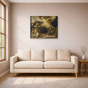 Gallery-wrapped canvas print of El Greco's Annunciation displayed on a wall in a living room