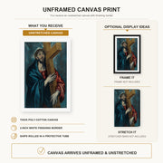 El Greco - Christ Carrying The Cross canvas print size comparison and framing display infographic
