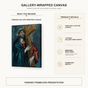 El Greco - Christ Carrying The Cross gallery wrap canvas construction and hanging details infographic