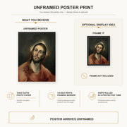 El Greco - Christ in Prayer poster print size comparison and framing display infographic