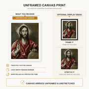 El Greco - El Salvador canvas print size comparison and framing display infographic