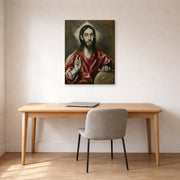 Gallery-wrapped canvas print of El Greco's El Salvador displayed on a wall in an office