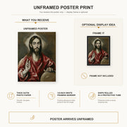 El Greco - El Salvador poster print size comparison and framing display infographic