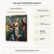 El Greco - Holy Family gallery wrap canvas construction and hanging details infographic