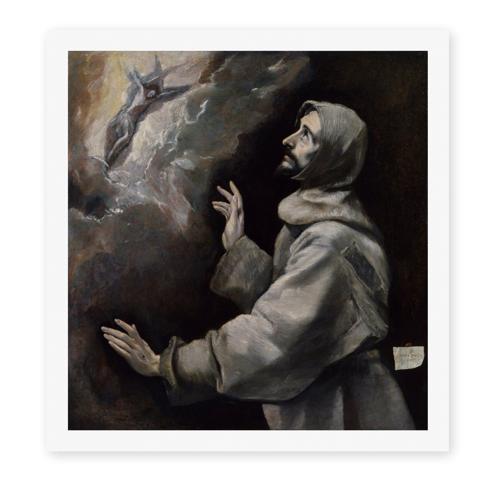 El Greco's 'Saint Francis Receiving the Stigmata' painting reproduced as a rolled canvas print