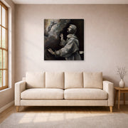 Gallery-wrapped canvas print of El Greco's Saint Francis Receiving the Stigmata displayed on a wall in a living room