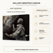 El Greco - Saint Francis Receiving the Stigmata gallery wrap canvas construction and hanging details infographic
