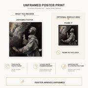 El Greco - Saint Francis Receiving the Stigmata poster print size comparison and framing display infographic