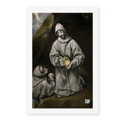 El Greco's 'Saint Francis and Brother Leo Meditating on Death' painting reproduced as a rolled canvas print
