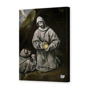 El Greco's 'Saint Francis and Brother Leo Meditating on Death' painting reproduced as a gallery-wrapped canvas print