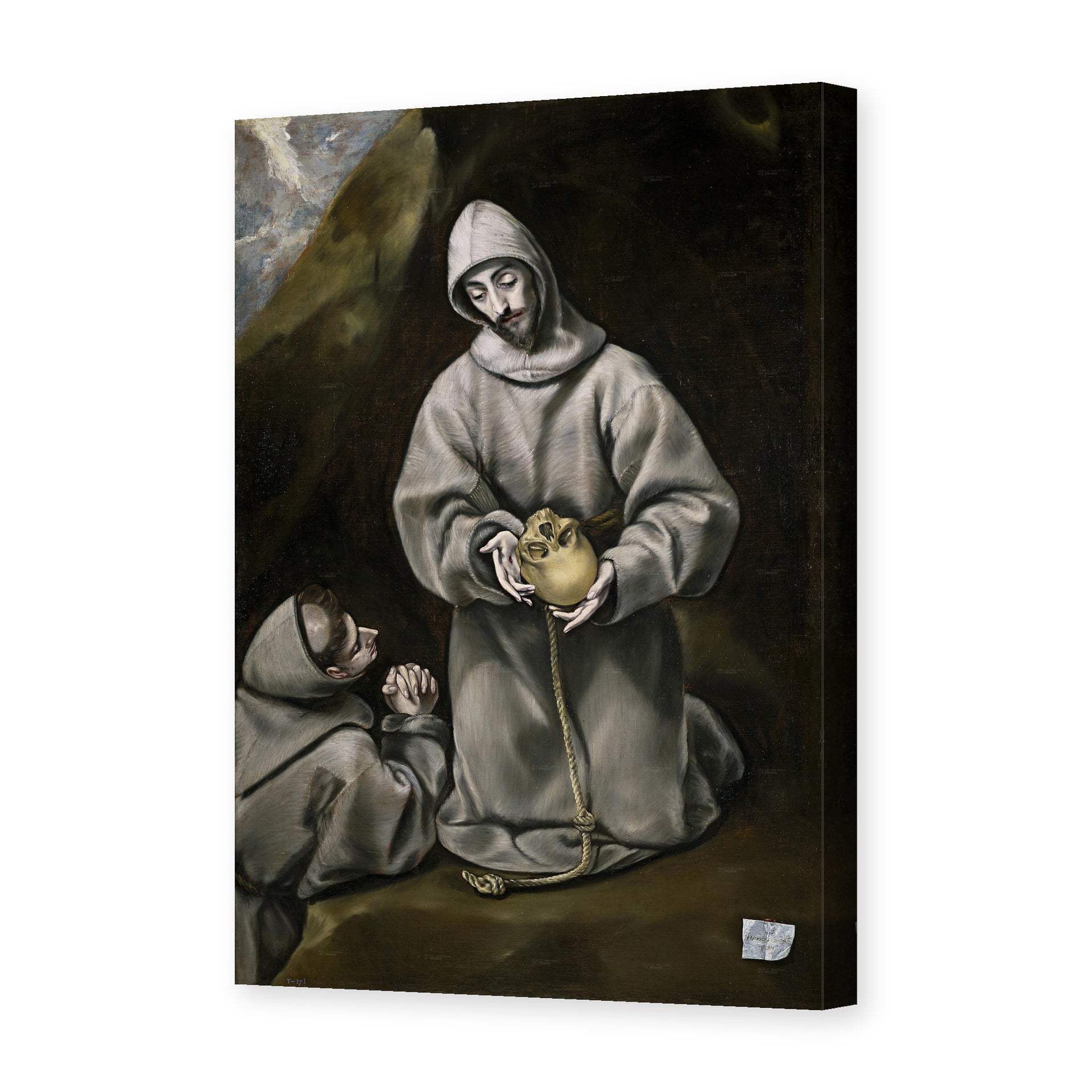 El Greco's 'Saint Francis and Brother Leo Meditating on Death' painting reproduced as a gallery-wrapped canvas print