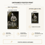 El Greco - Saint Francis and Brother Leo Meditating on Death poster print size comparison and framing display infographic