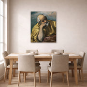 Gallery-wrapped canvas print of El Greco's Saint Joseph displayed on a wall in a dining room