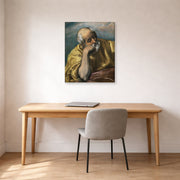 Gallery-wrapped canvas print of El Greco's Saint Joseph displayed on a wall in an office