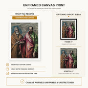 El Greco - Saint Peter and Saint Paul canvas print size comparison and framing display infographic