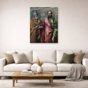 Gallery-wrapped canvas print of El Greco's Saint Peter and Saint Paul displayed on a wall in a living room
